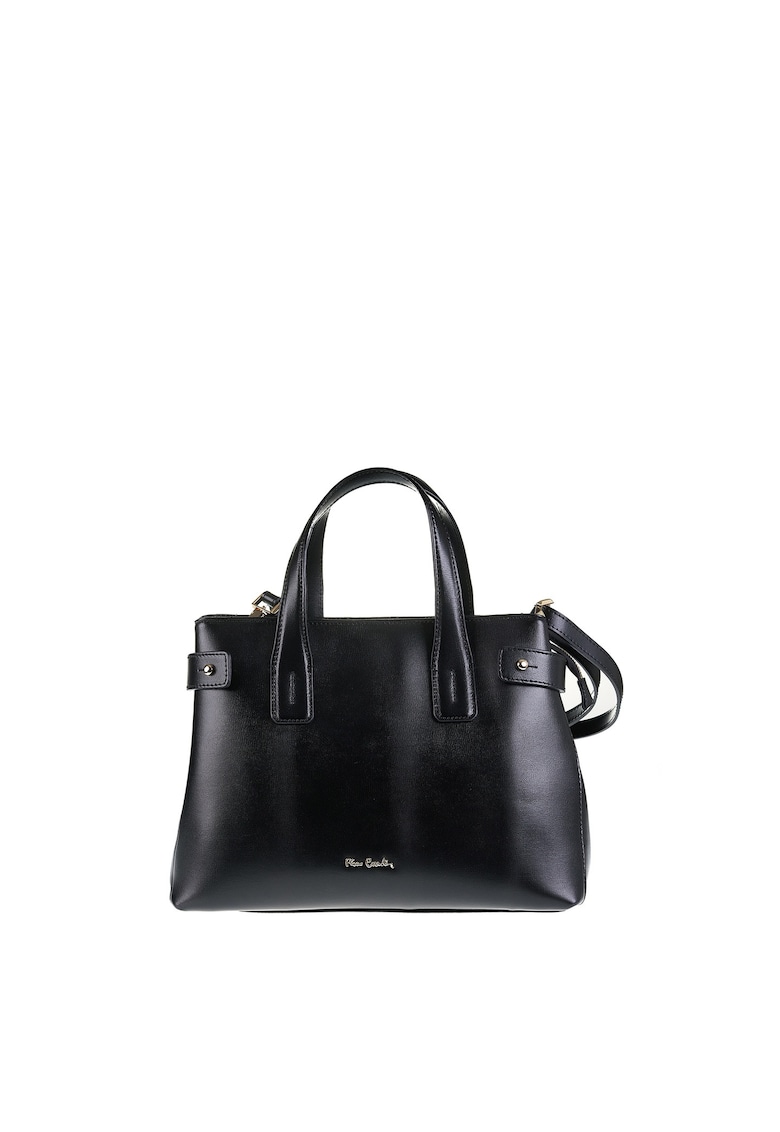 Geanta din piele cu bareta de umar si logo metalic Emberly