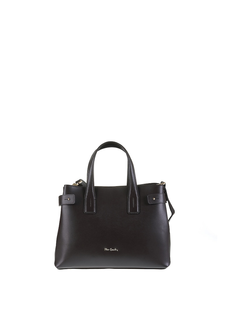 Geanta din piele cu bareta de umar si logo metalic Emberly