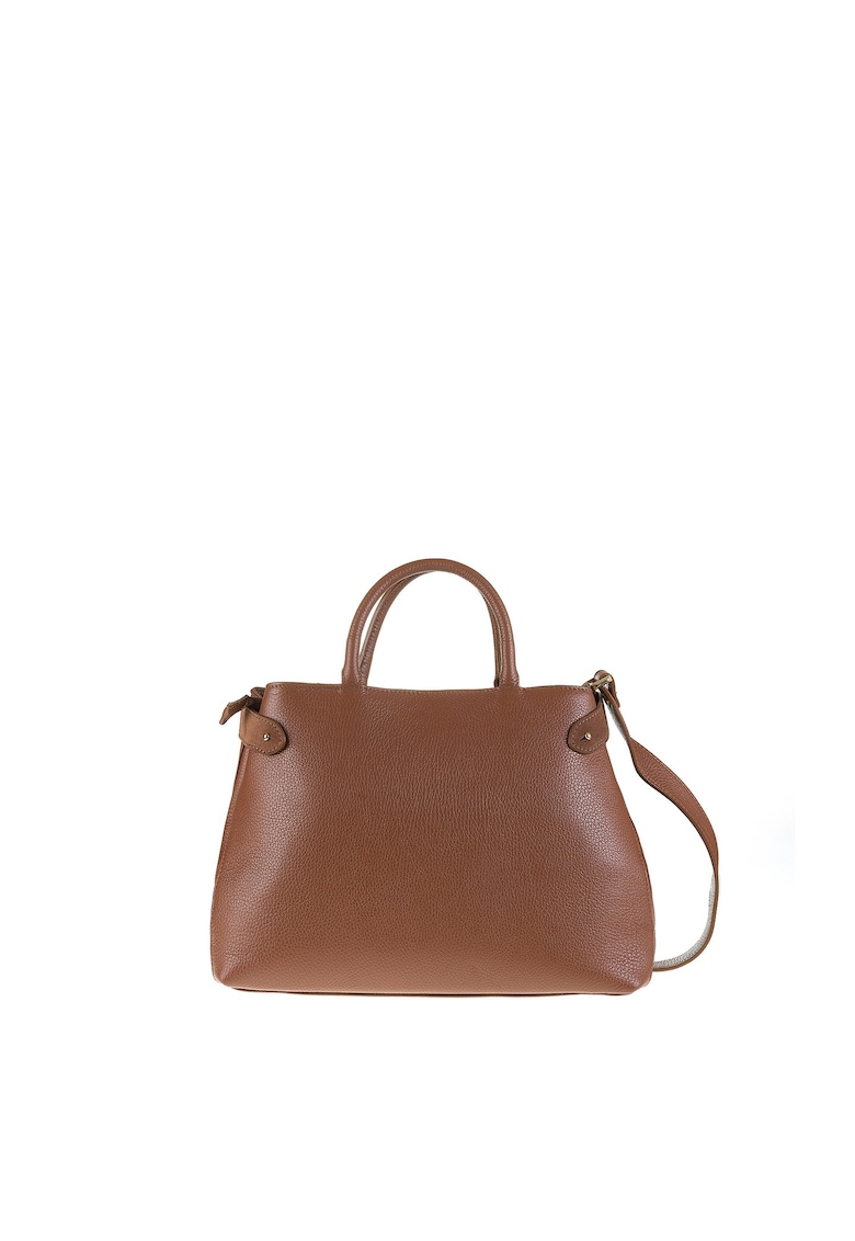 Geanta din piele cu bareta de umar si catarama decorativa Lumina Chic