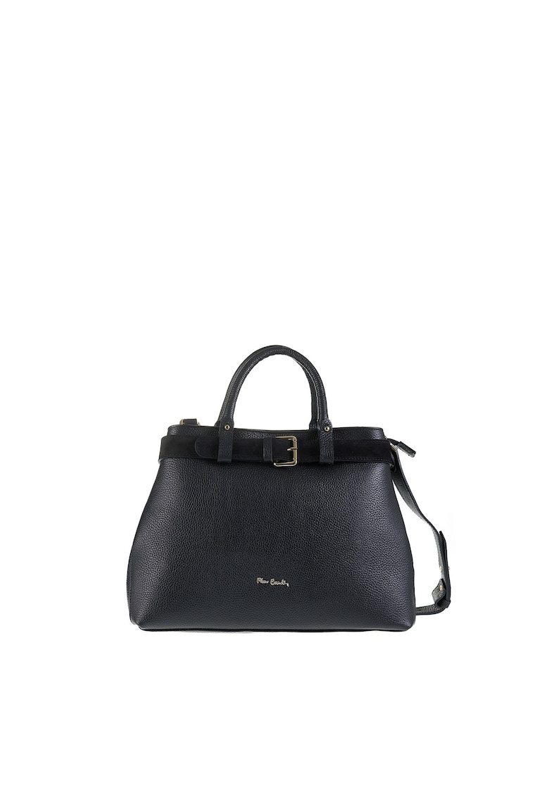 Geanta din piele cu bareta de umar si catarama decorativa Lumina Chic