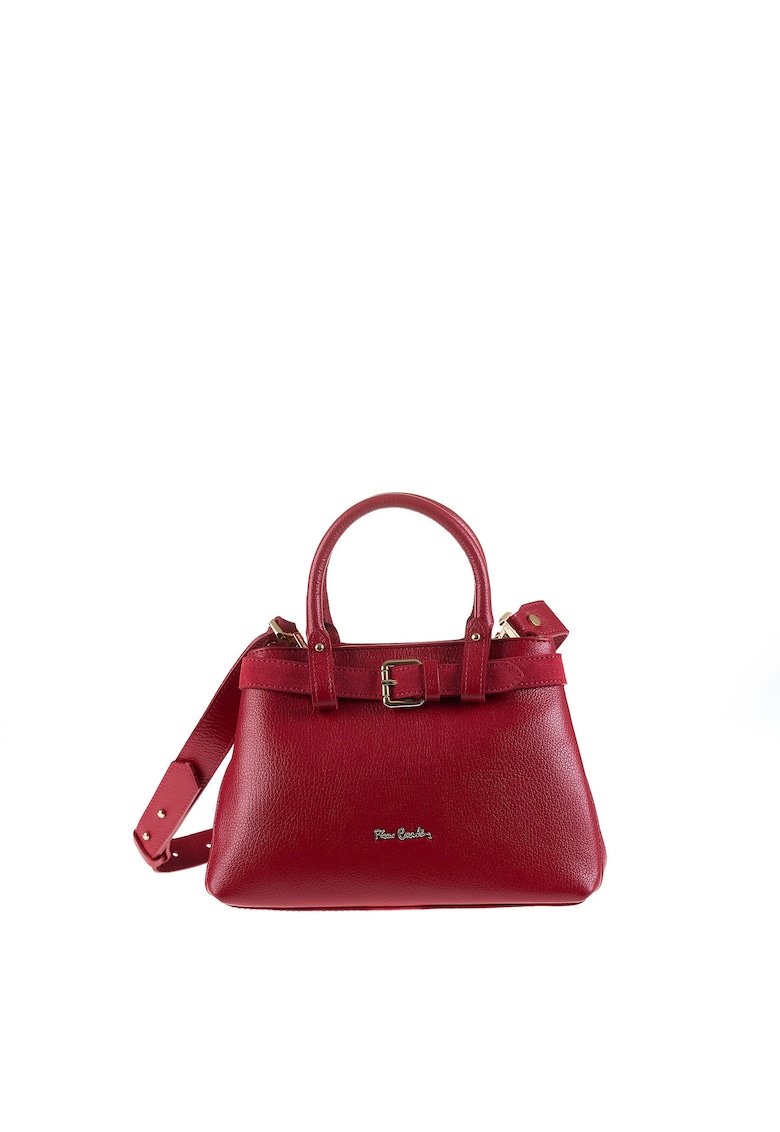 Geanta din piele cu bareta de umar si catarama Lumina Elite