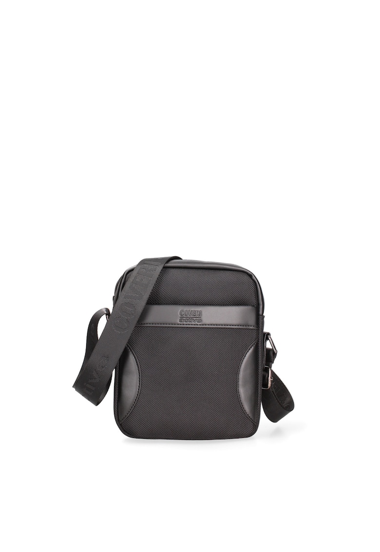 Geanta crossbody cu model uni si insertii din piele ecologica