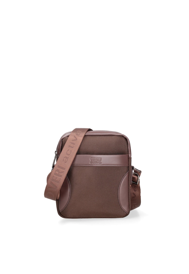 Geanta crossbody cu model uni si insertii din piele ecologica