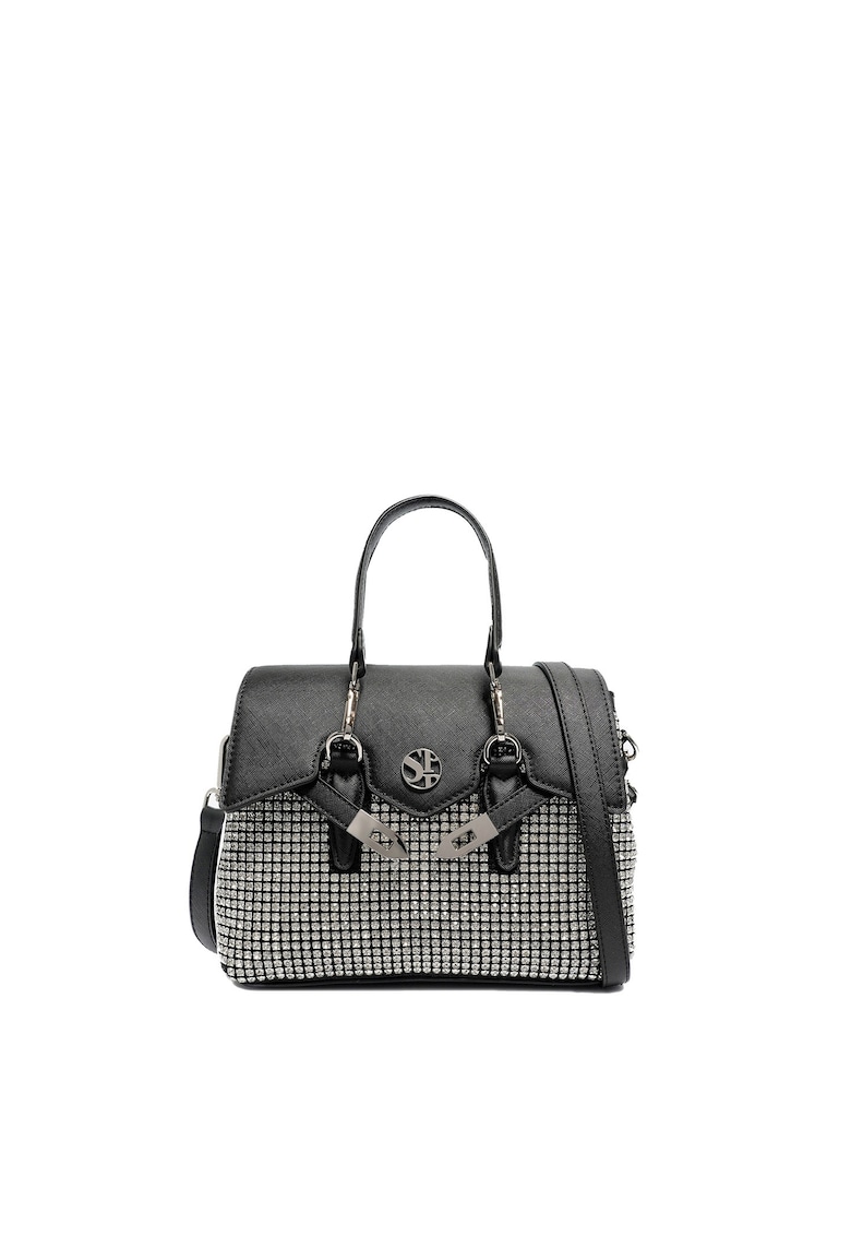 SECRET PON PON. - Geanta din piele ecologica cu maner si decorata cu strasuri Celestine