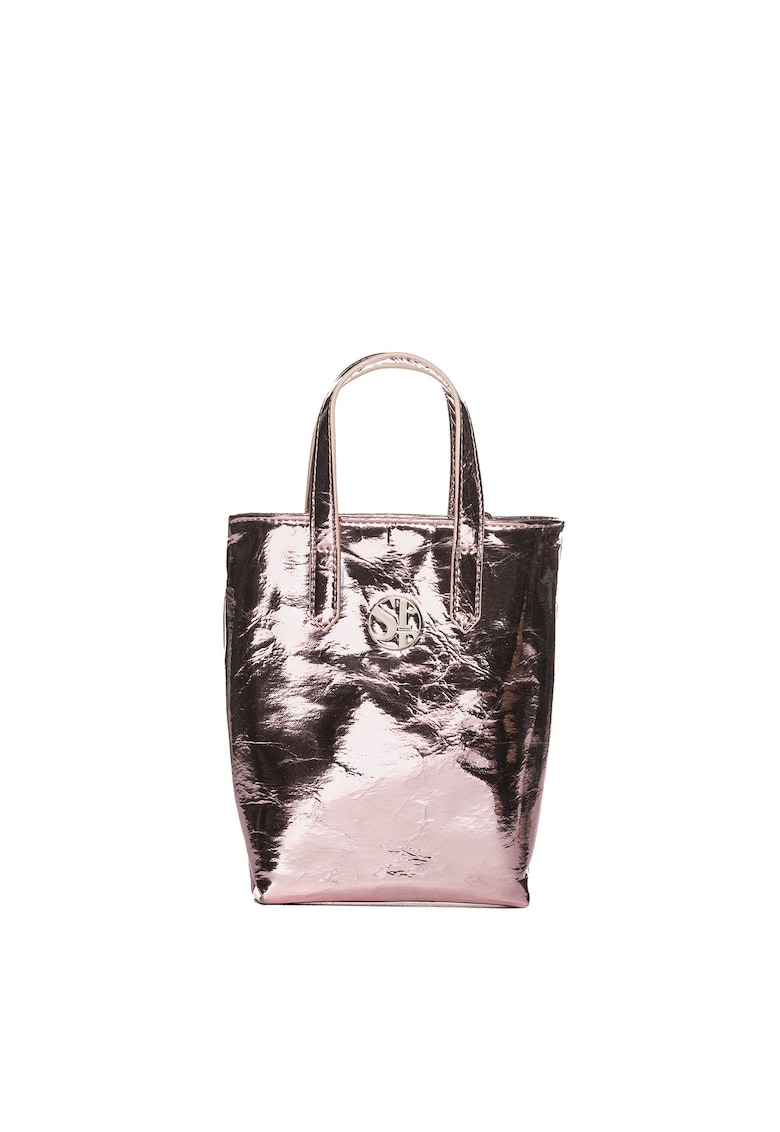 SECRET PON PON. - Geanta tote din piele ecologica cu bareta din lant Lumena Nova