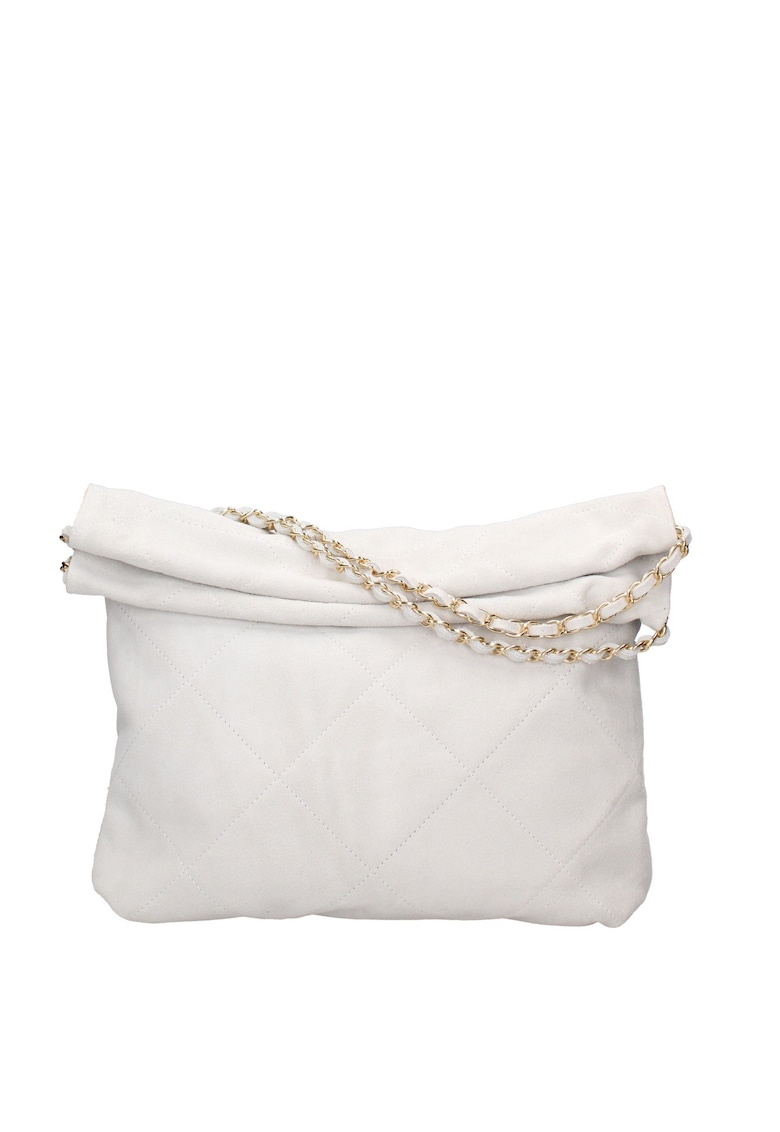 Geanta de piele intoarsa cu bareta de lant de umar Geanta de piele intoarsa cu bareta de lant de umar