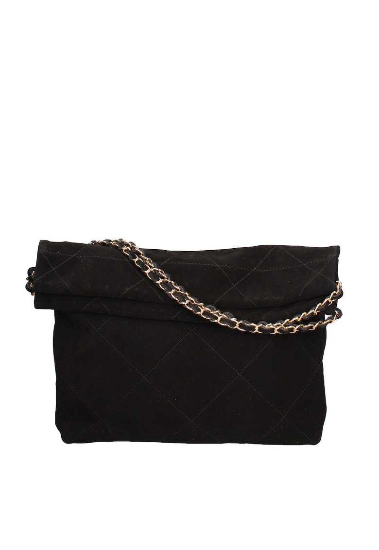 Geanta de piele intoarsa cu bareta de lant de umar Geanta de piele intoarsa cu bareta de lant de umar