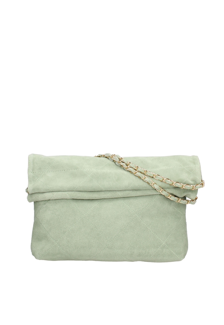 Geanta de piele intoarsa cu bareta de lant de umar Geanta de piele intoarsa cu bareta de lant de umar