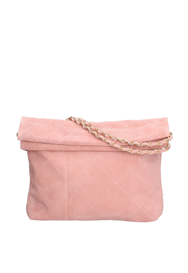 Geanta de piele intoarsa cu bareta de lant de umar