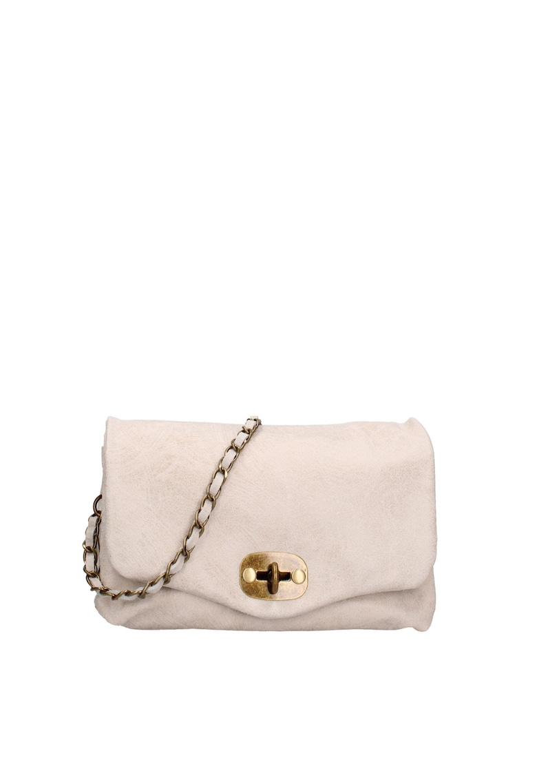 Geanta crossbody de piele cu inchidere metalica Floralla - Bej