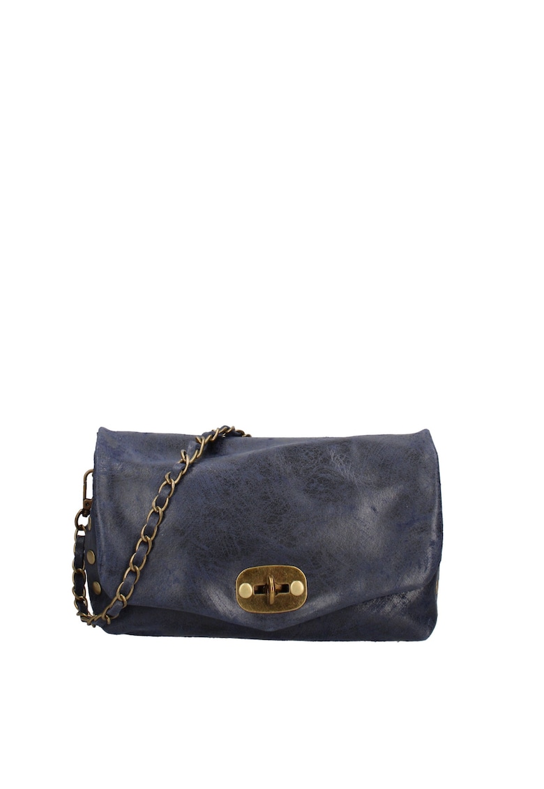 Geanta crossbody de piele cu inchidere metalica Floralla - Bleumarin