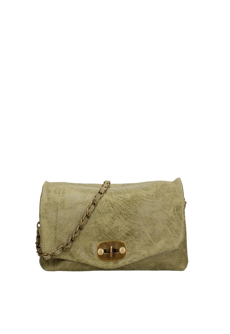 Gave Lux Geanta crossbody de piele cu inchidere metalica Floralla - Verde inchis