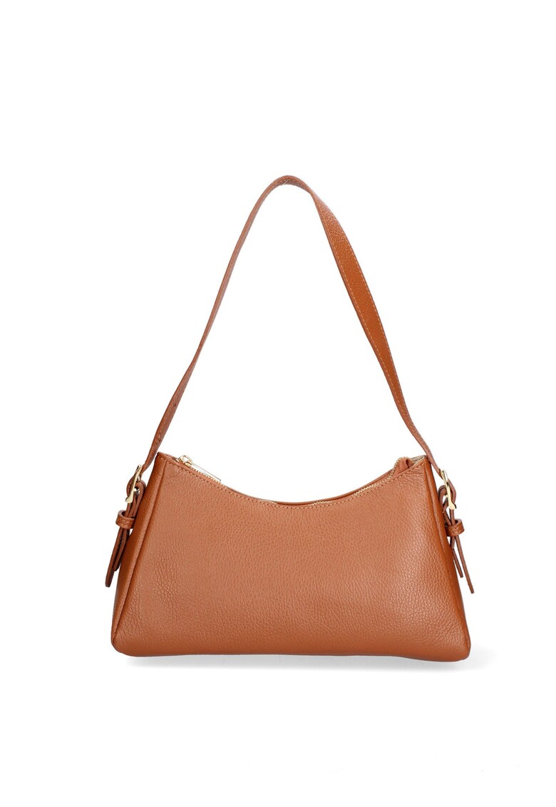 . Geanta din piele cu bareta de umar Calliope - Maro inchis
