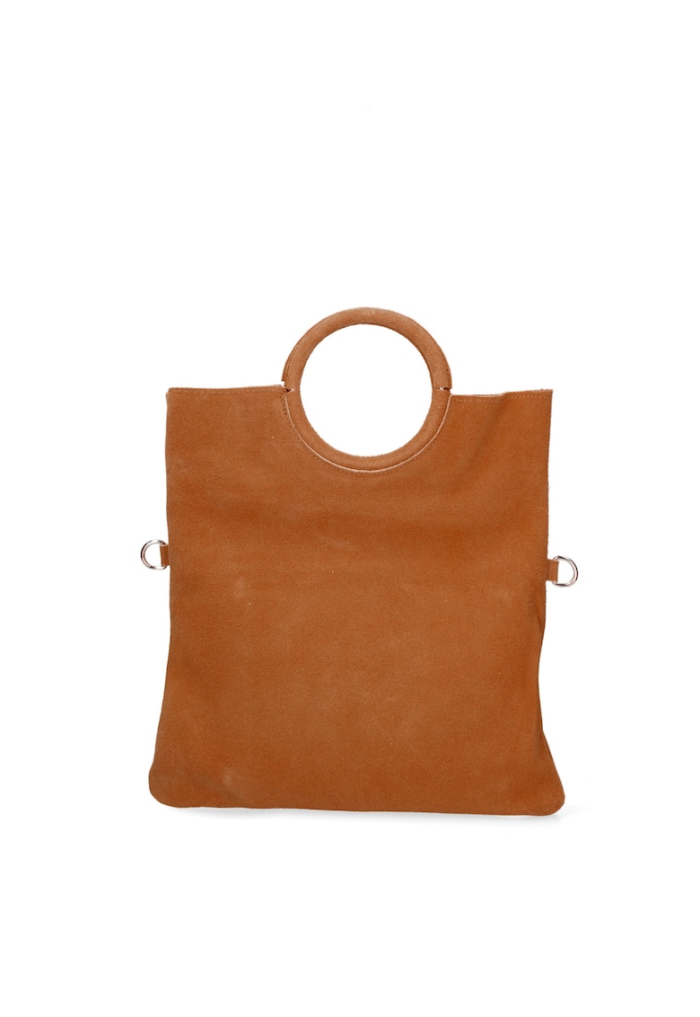 Geanta din piele intoarsa cu maner si etui interior detasabil Zelia