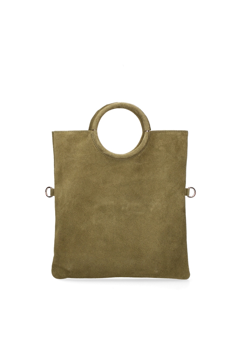 Geanta din piele intoarsa cu maner si etui interior detasabil Zelia