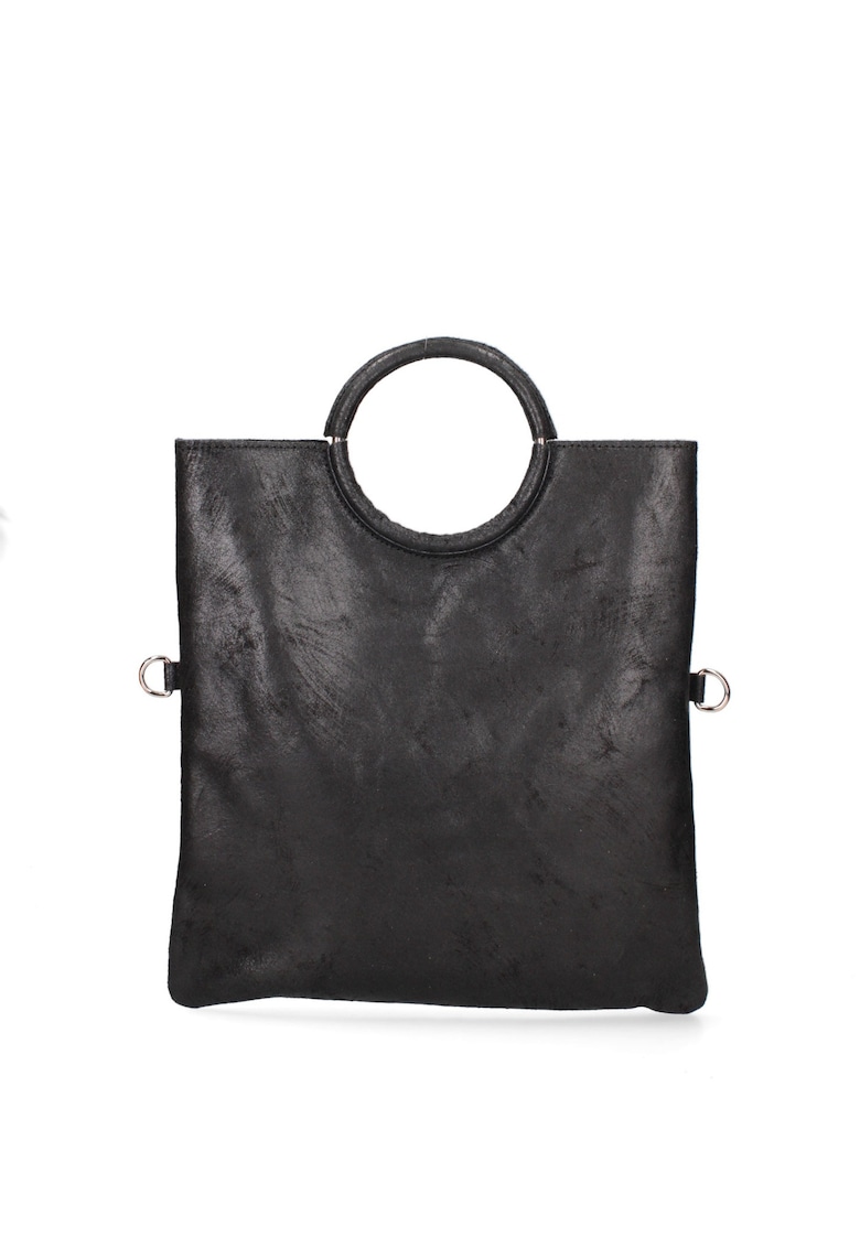 Geanta din piele intoarsa catifelata cu maner si bareta de umar