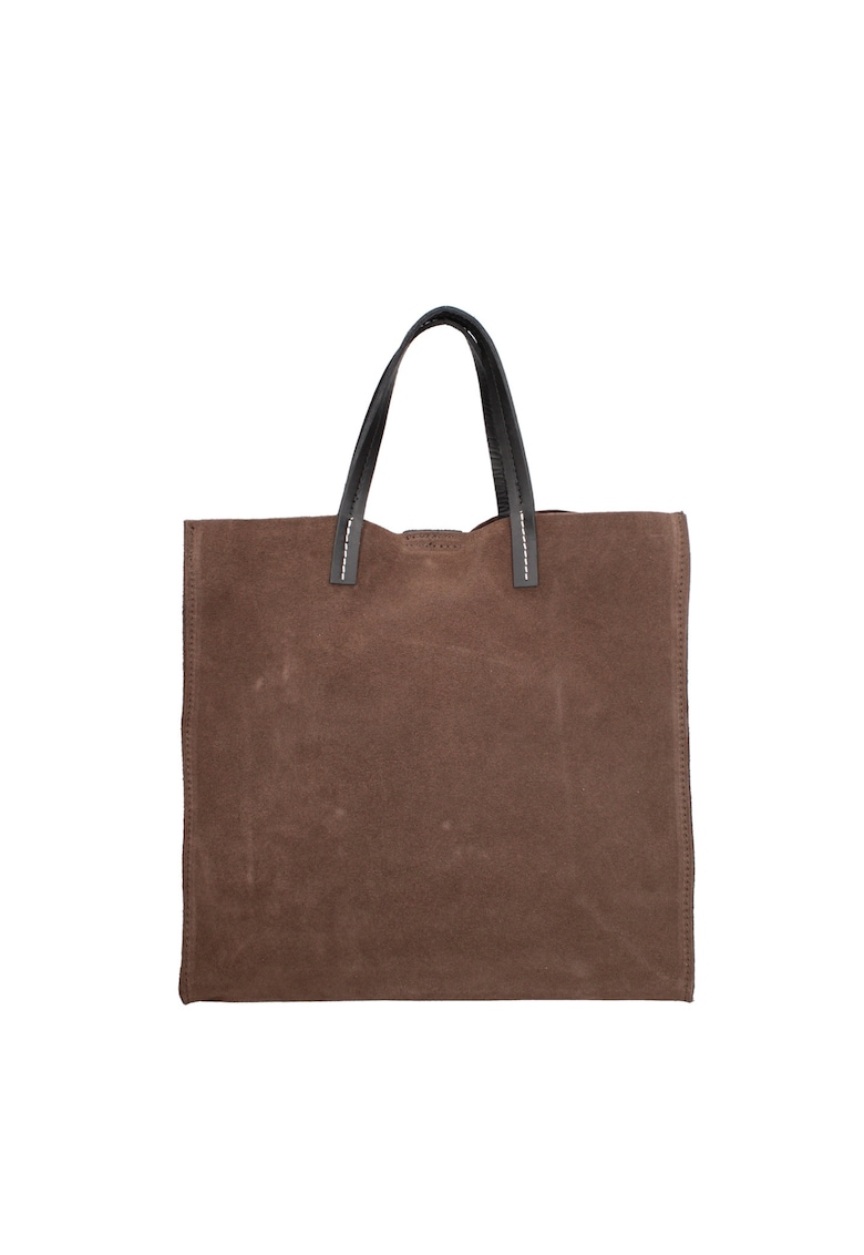 Geanta tote din piele intoarsa cu etui detasabil Novara Lux - Maro taupe