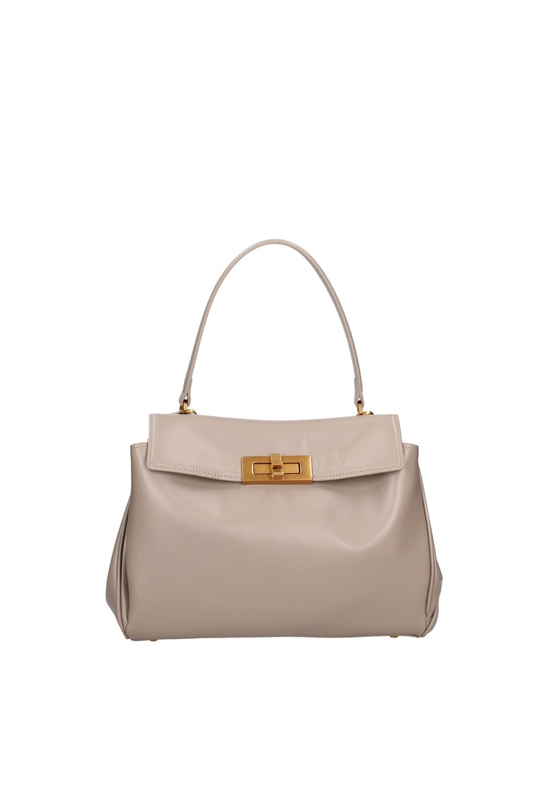 Geanta din piele cu bareta de umar Padova - Maro taupe