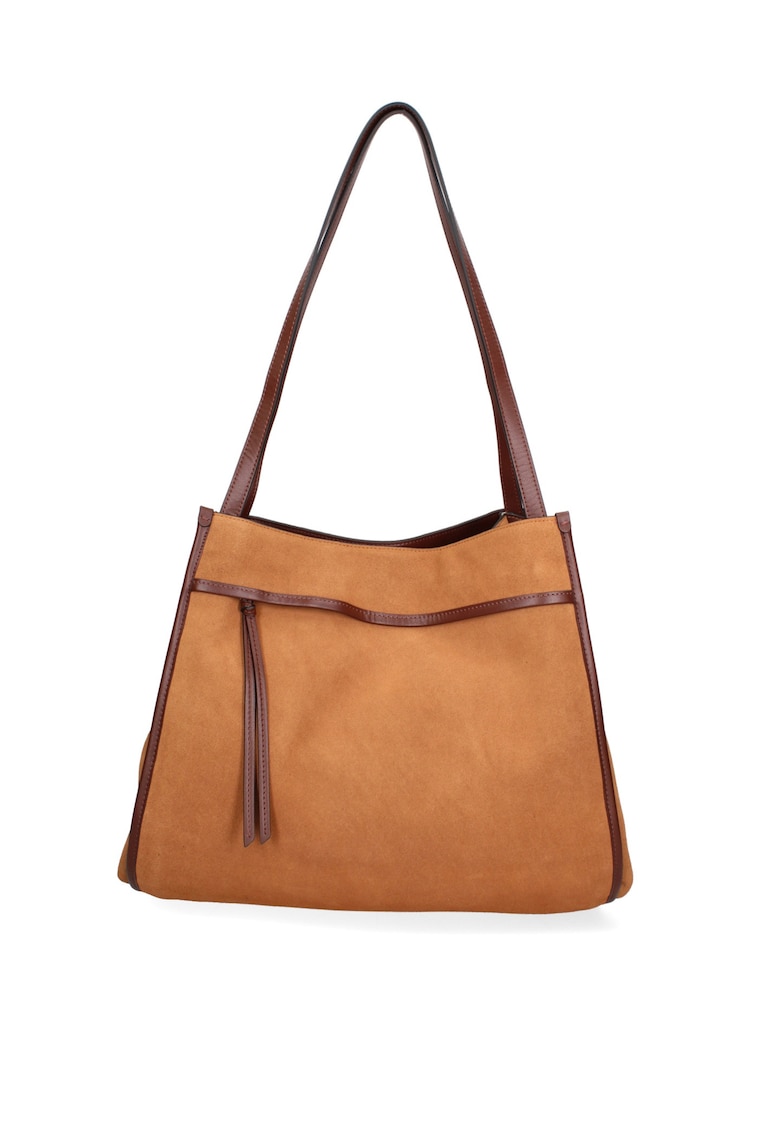 Geanta din piele intoarsa cu bareta de umar Seraphina Elite - Maro