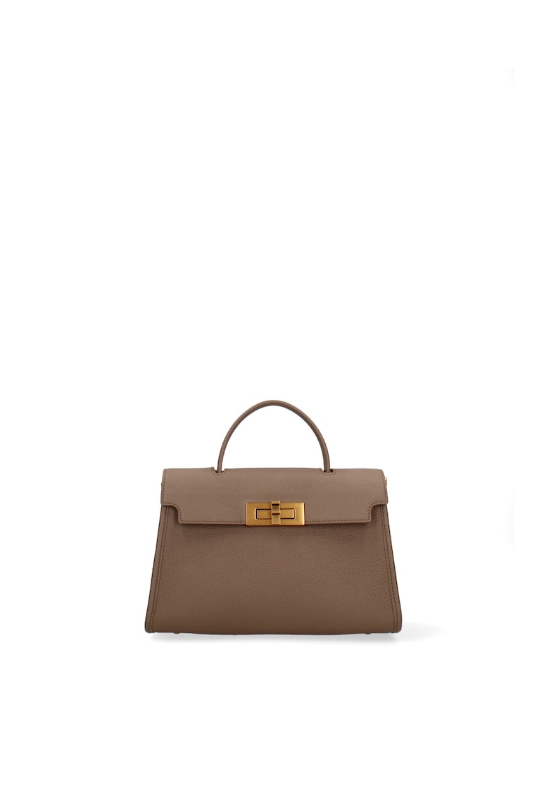 Geanta de piele cu bareta detasabila de umar Embera - Maro taupe