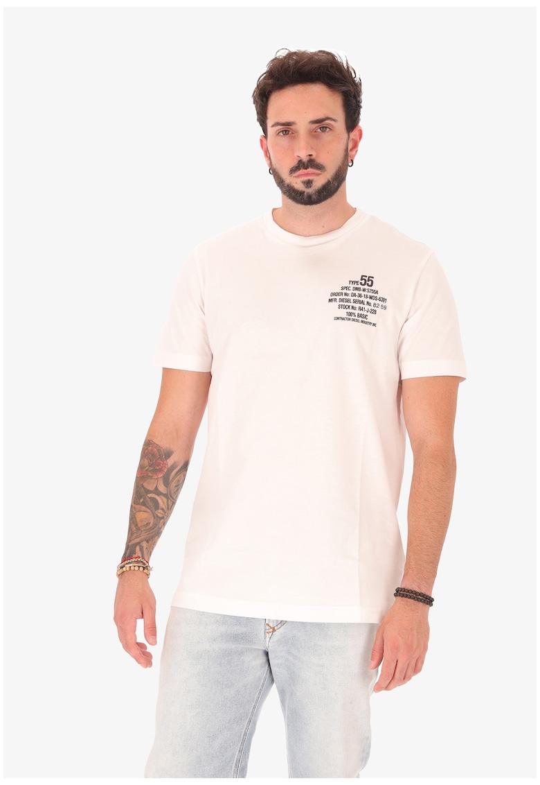 Tricou de bumbac cu imprimeu text - Alb