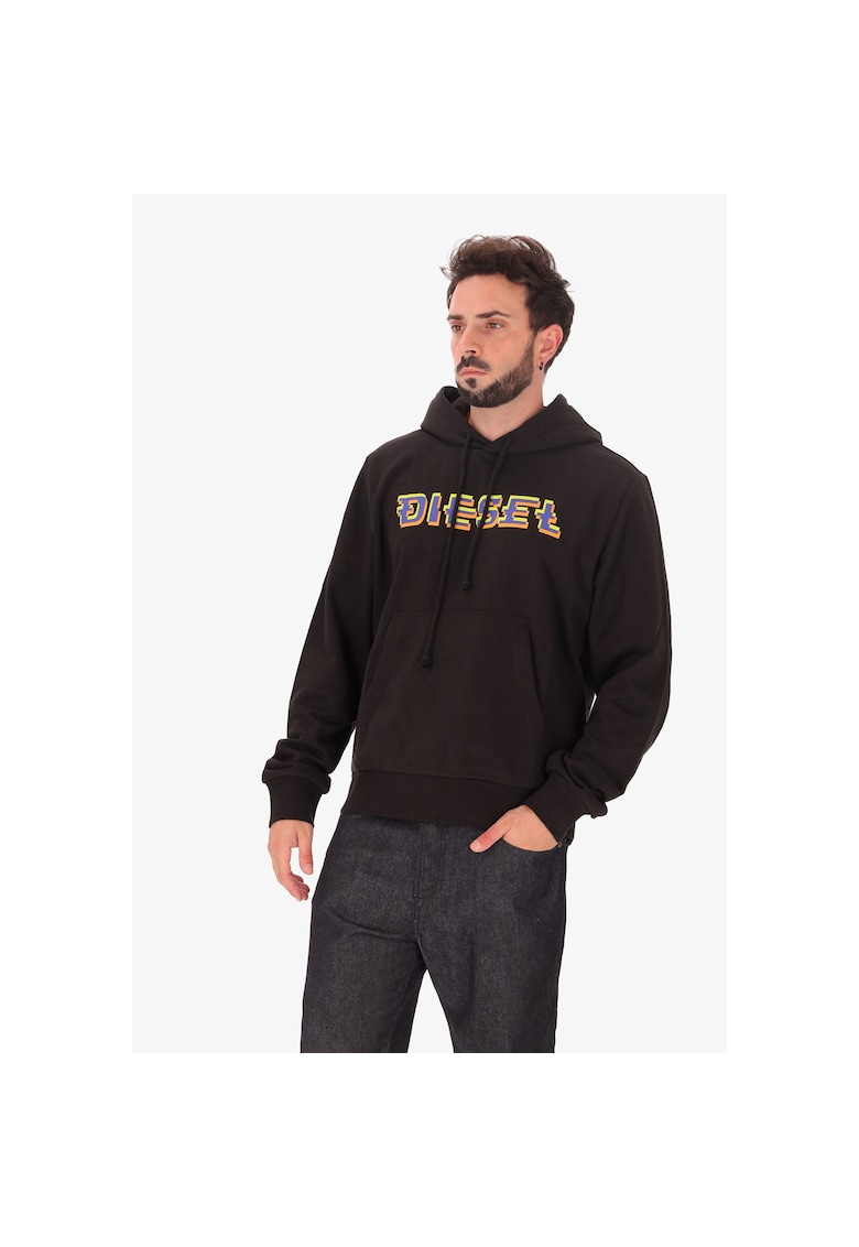 Hanorac cu imprimeu logo si buzunar kangaroo