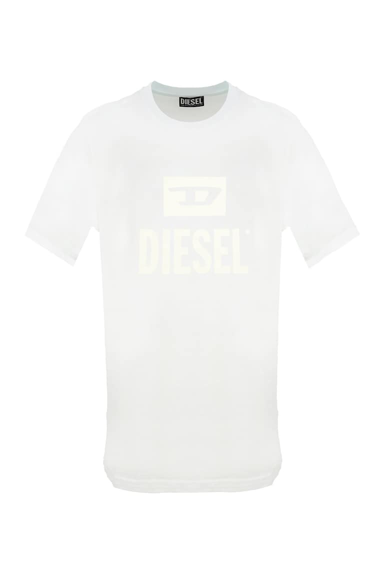 Tricou regular fit cu imprimeu logo - Alb