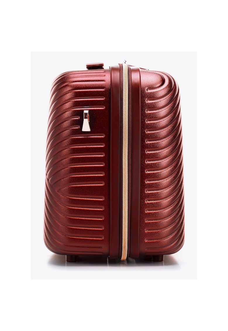 Kosmetica de calatorie polikarbon - roz aurie - 24x15x10cm - cu curea reglabila