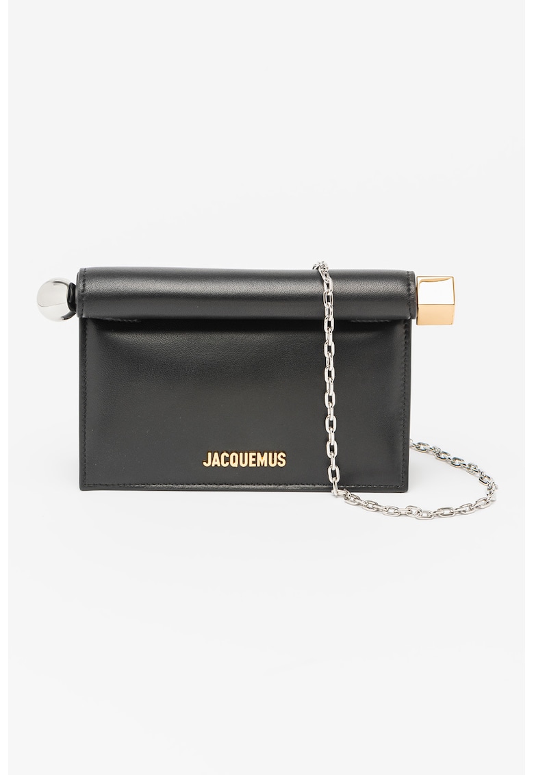 Jacquemus Geanta crossbody din piele cu bareta din lant Petite Pochette Rond - Negru