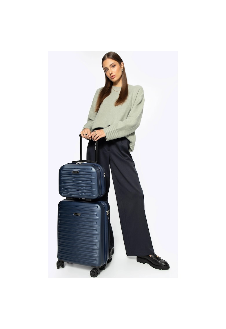 Cosmetice set - ABS - 4 compartimente - albastru - 30x20x10cm