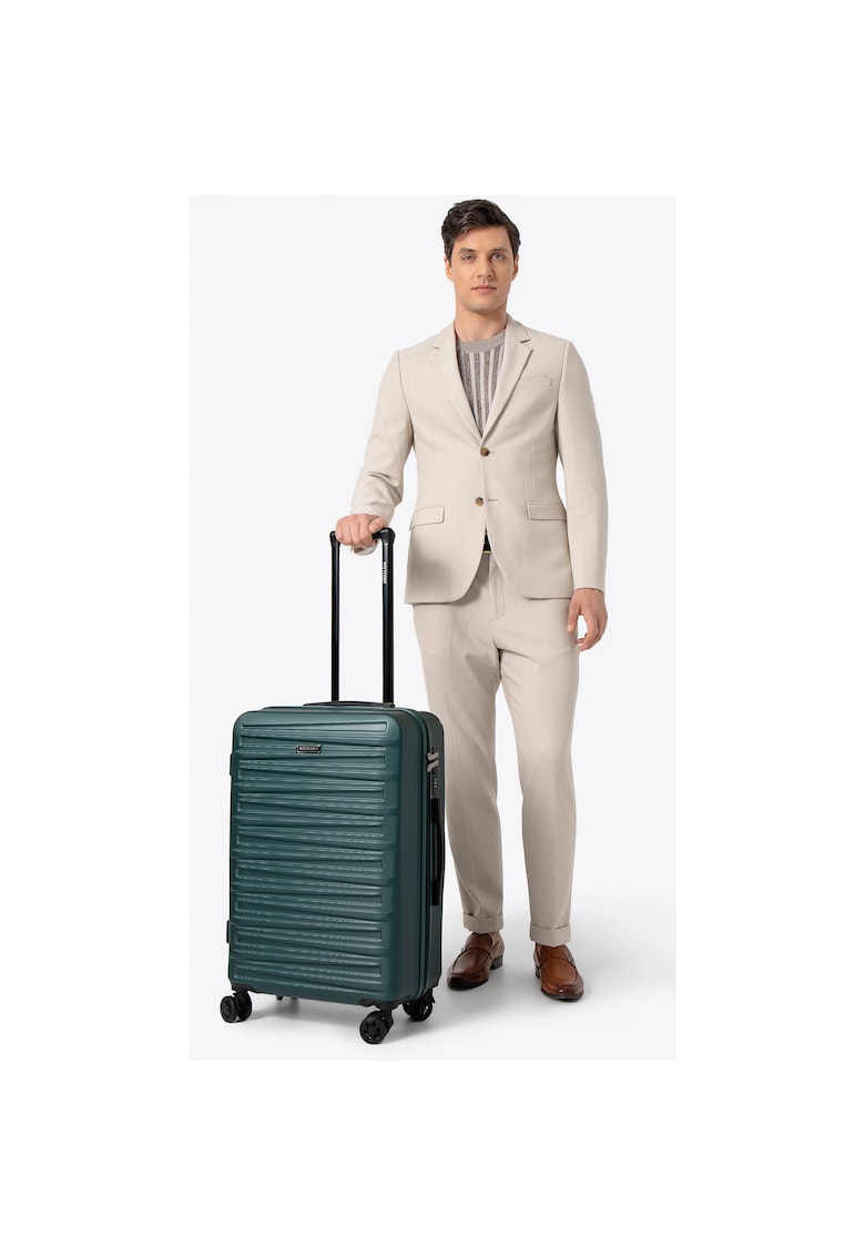 Troler mediu - ABS - verde - 4 roti duble - maner telescopic