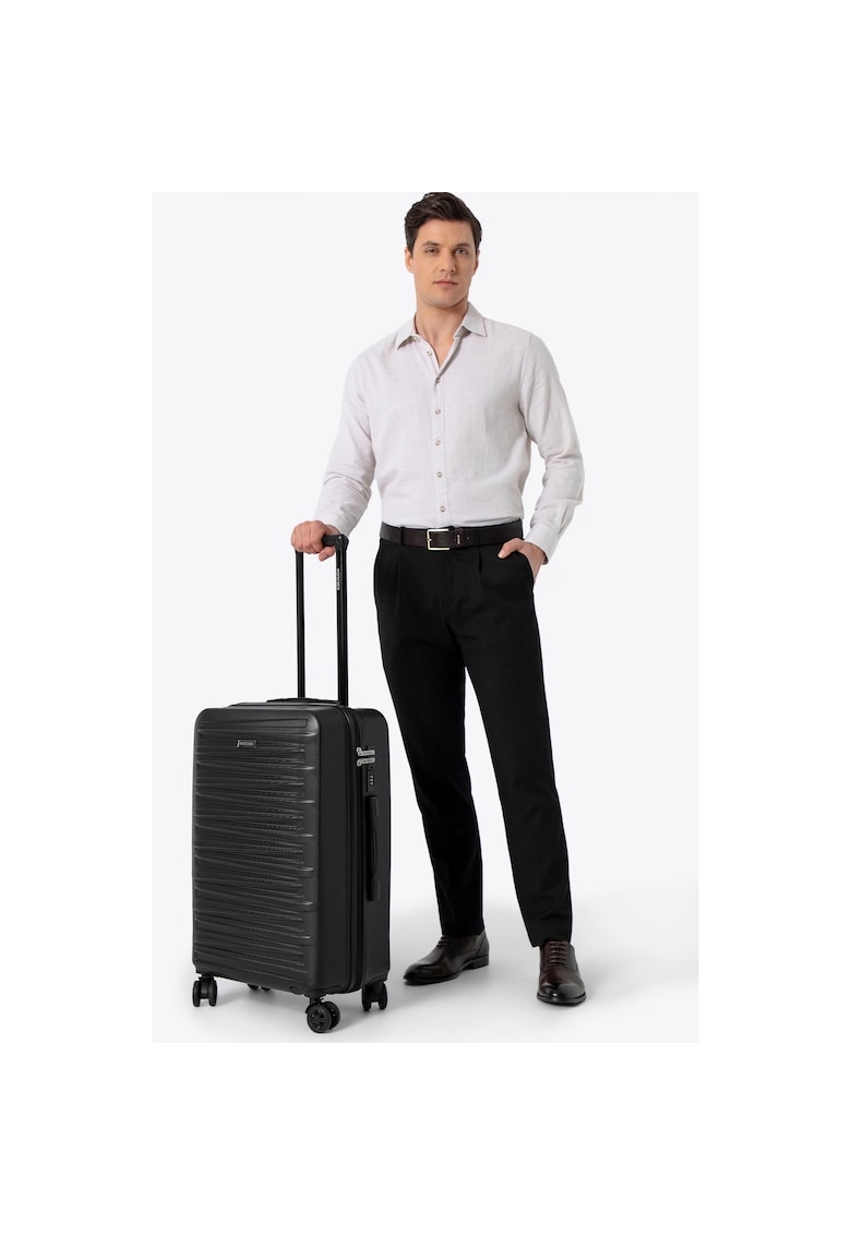 Troler mediu - ABS - 4 roti duble - negru - 55x35x20cm