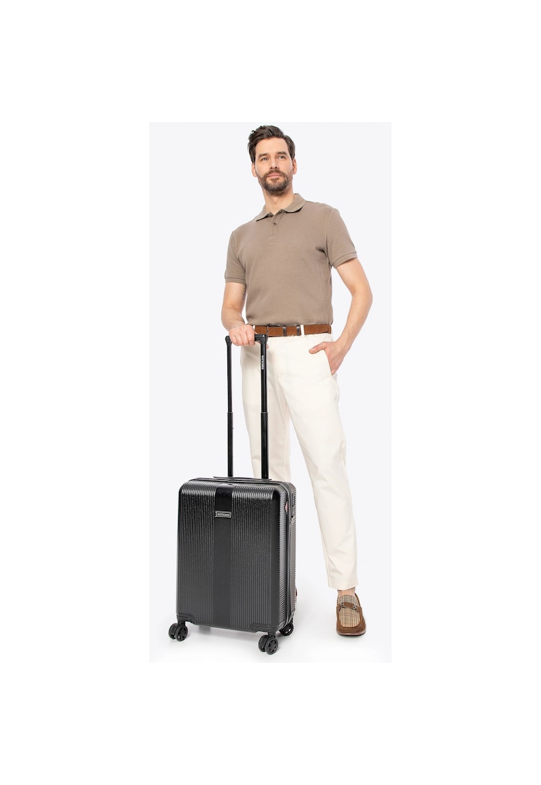 Troler mic - polikarbon - negru - 4 roti - 55x40x20cm