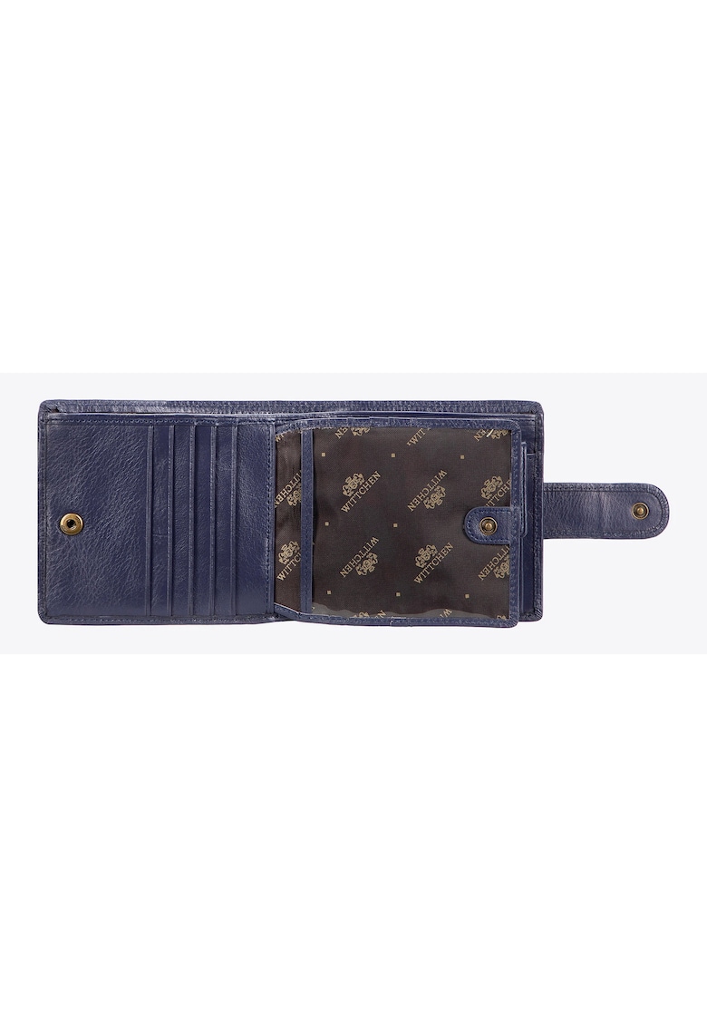 Portofel barbati din piele naturala - compact - cu 9 locuri pentru carduri - 10x12cm - albastru