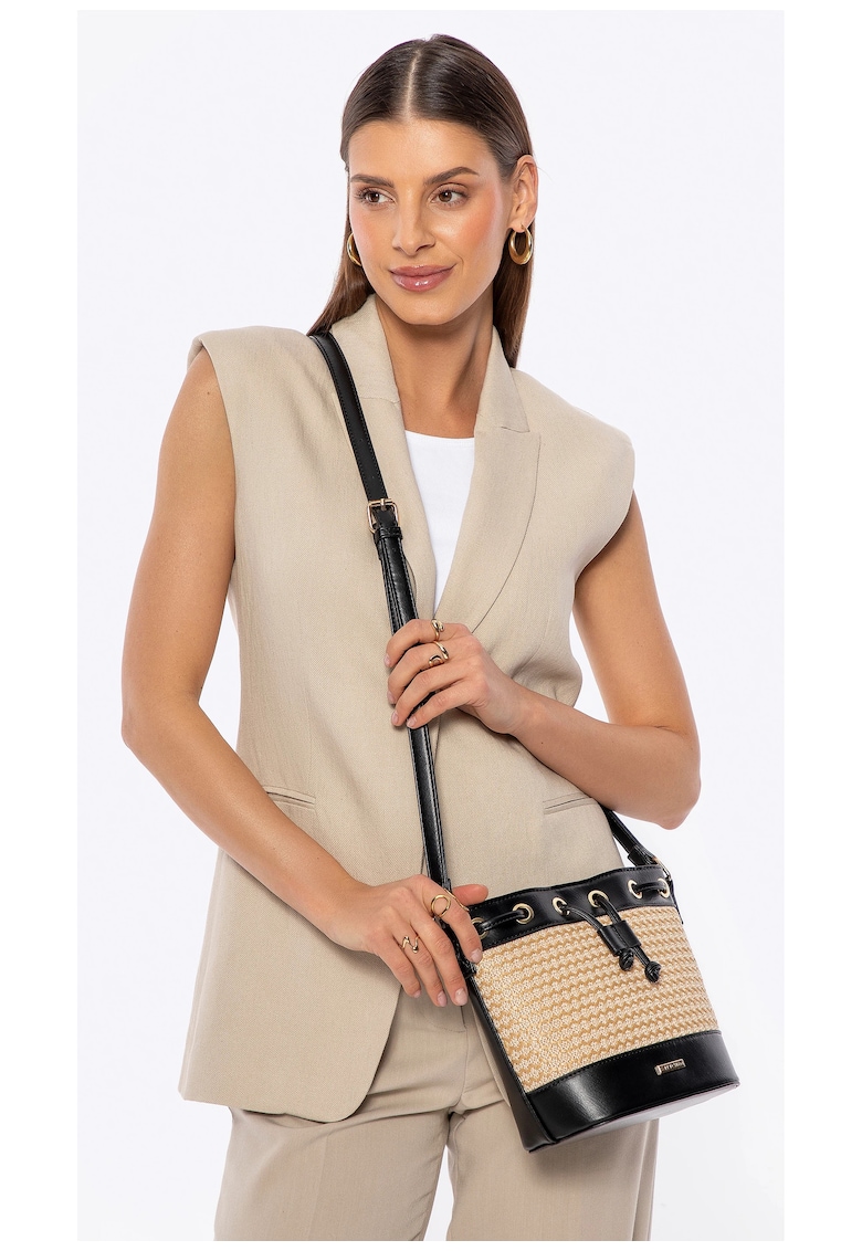 Wittchen Geanta dama tip sac poliuretan - decorativa - negru-bej - 30x40cm