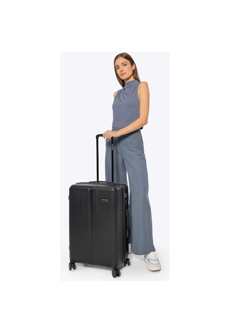 Troler mediu ABS - 4 roti - design modern - negru - 55x35x23cm