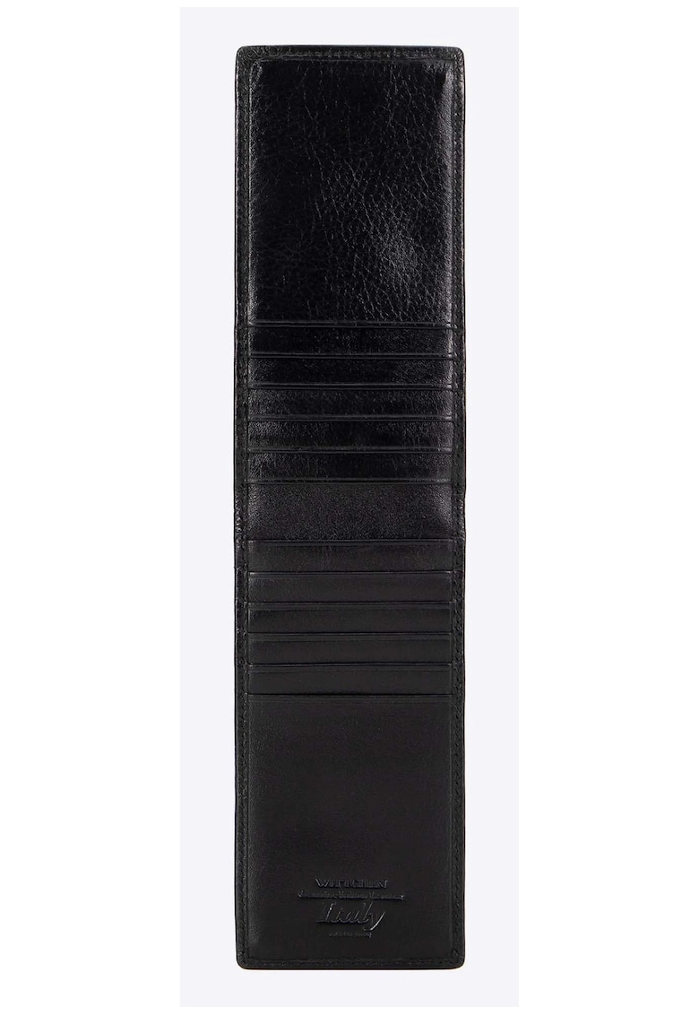 Etui pentru carduri din piele naturala 10 locuri pentru carduri - negru - slim