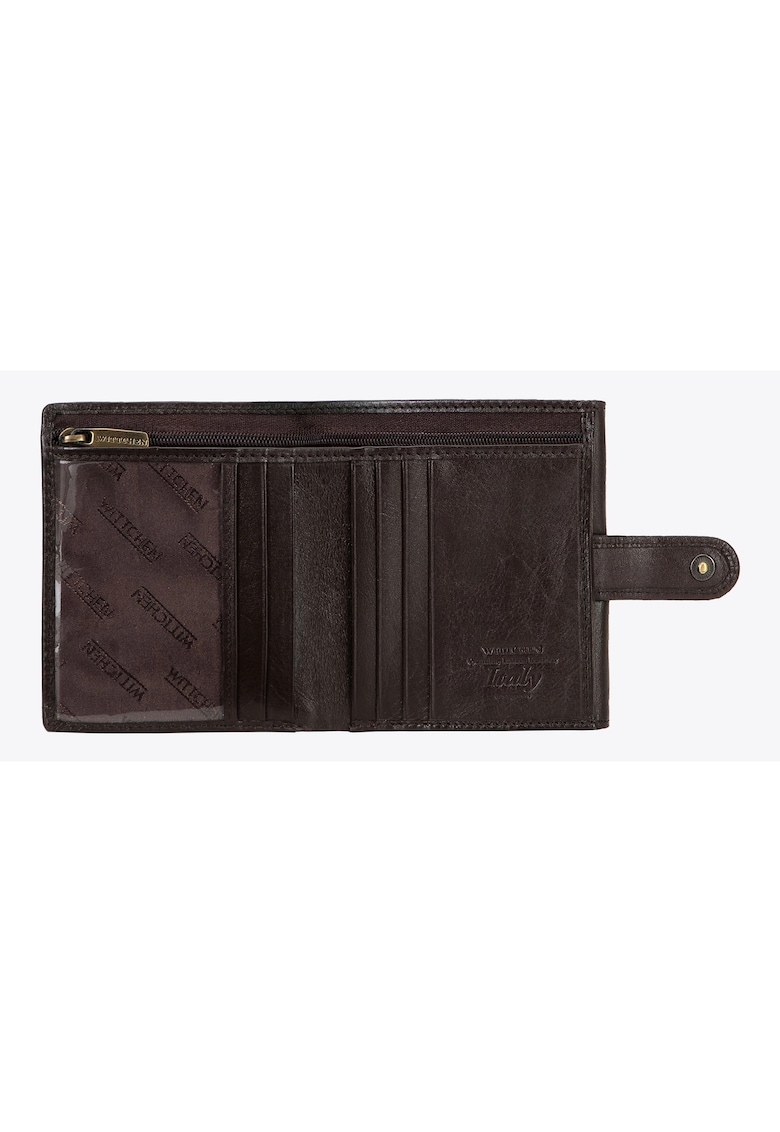 Portofel barbati din piele naturala - culoare maro - cu 5 locuri pentru carduri - 2 compartimente pentru bancnote - set elegant