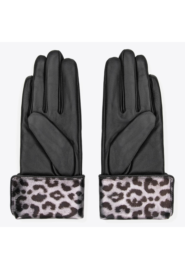 Wittchen Manusi de dama din piele naturala cu imprimeu leopard - negre - piele naturala - negru