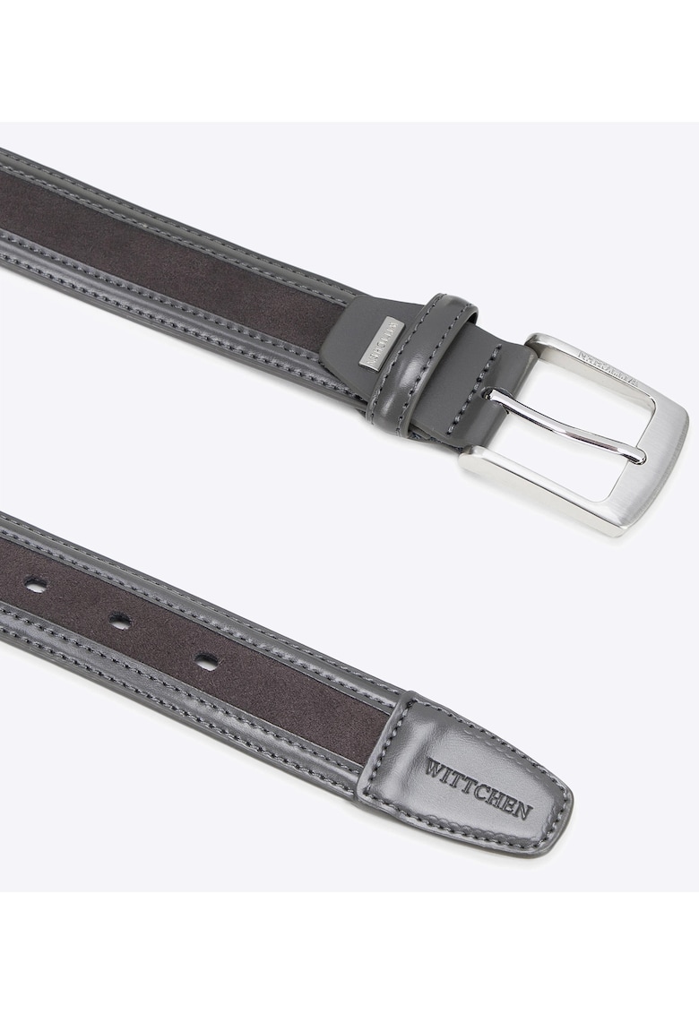 Wittchen Curea barbateasca din piele cu o combinatie de doua texturi - piele gri - gridwqf