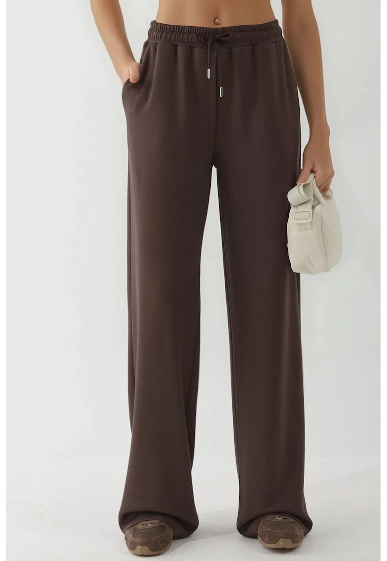 Pantaloni talie inalta - Maro inchis