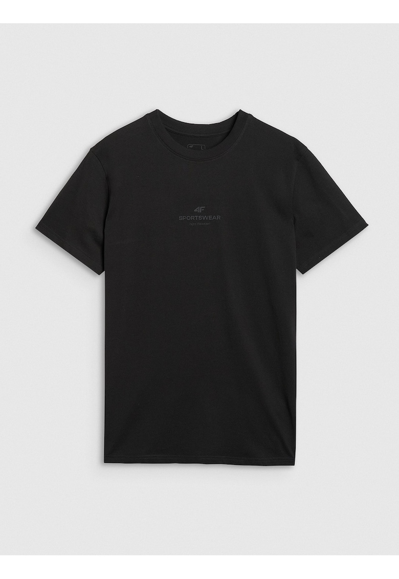 Tricou Barbati - 100% Bumbac - Negru Intens - Regular Imprimeu Casual