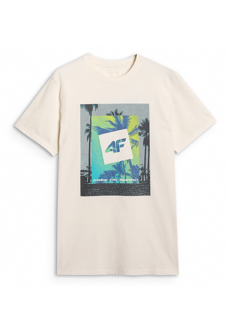 Tricou Barbati Imprimeu Surf - Bumbac 100% - Crem - XXL