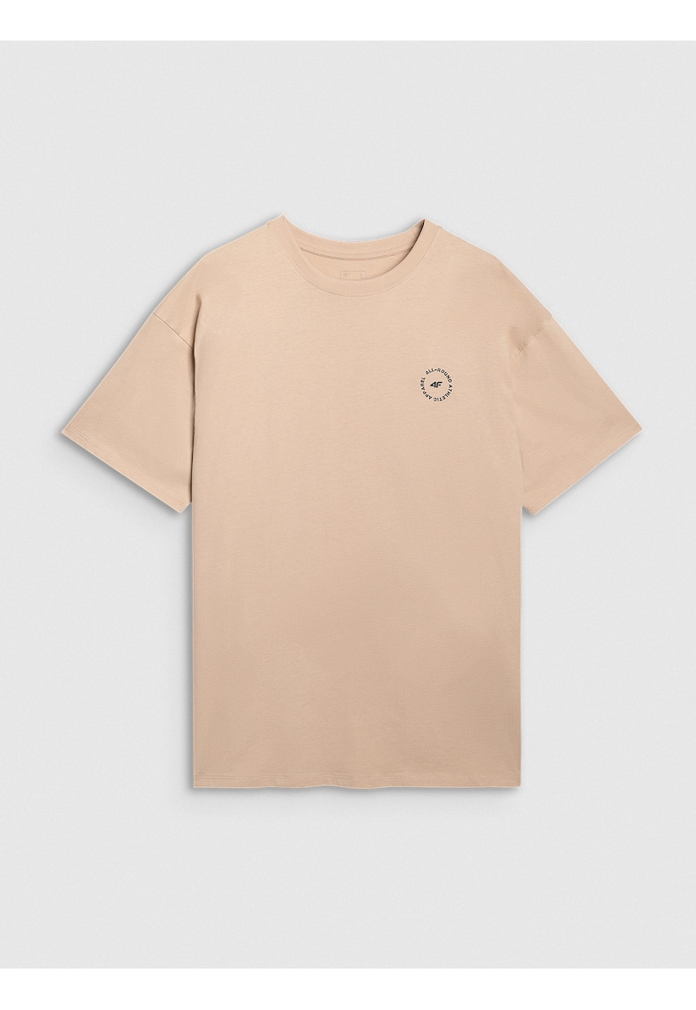 Tricou Oversize Barbati Bej 100% Bumbac - Reflectorizant