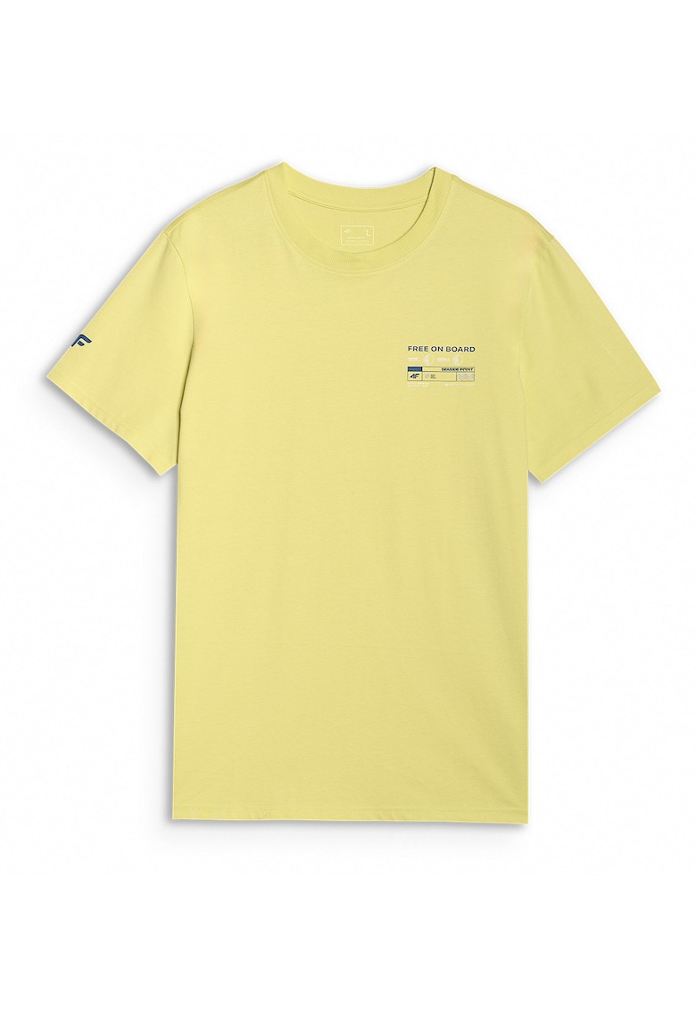 Tricou Barbati Verde Deschis - ""Free On Board"" - Bumbac - Verde deschis