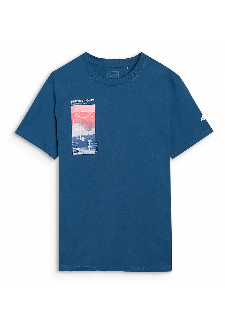 Tricou Barbati Verde Azur Regular Sportstyle 100% Bumbac Imprimeu Valuri