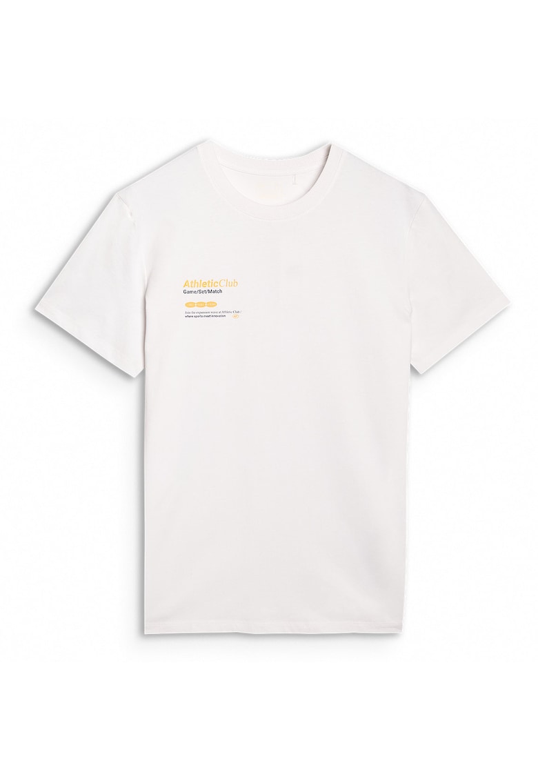 Tricou Sport Barbati Athletic Club - Alb - 100% Bumbac - SS25 - Regular Fit - Imprimeu Casual si Sport - Marime