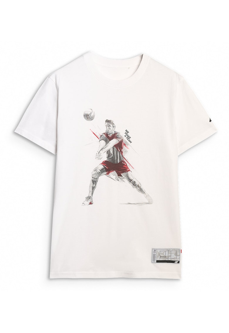 Tricou Alb - Bumbac 100% - Sportstyle - Imprimeu Volei