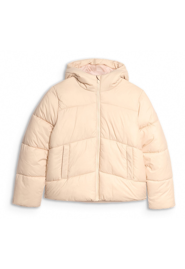 Geaca Matlasata din Puf Sintetic Fete Bej cu Tehnologie Warm - Marime 146 - 4F Junior - Sezon AW25