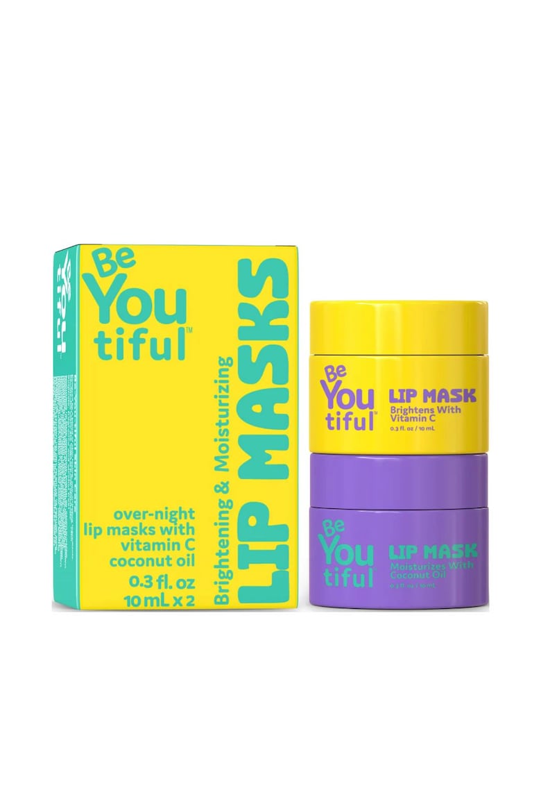 Set 2 masti de noapte pentru buze - iluminatoare & hidratanta - cu vitamina C si ulei de cocos pentru adolescenti si tineri - 10 ml x 2
